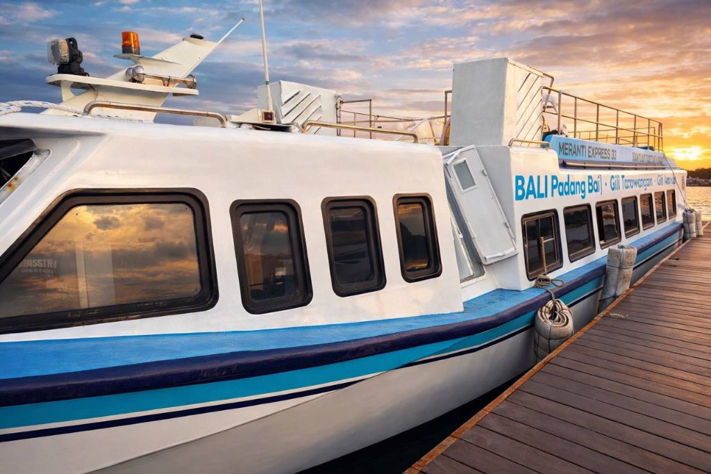 WaterJet fast boat at sunset